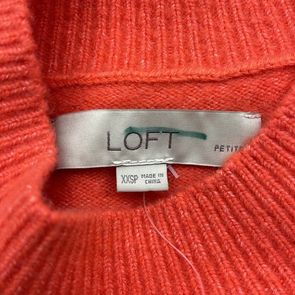 LOFT NWT Orange Melon Wool Blend Crew Neck Short Sleeve Sweater Size XXSP - Picture 6 of 9